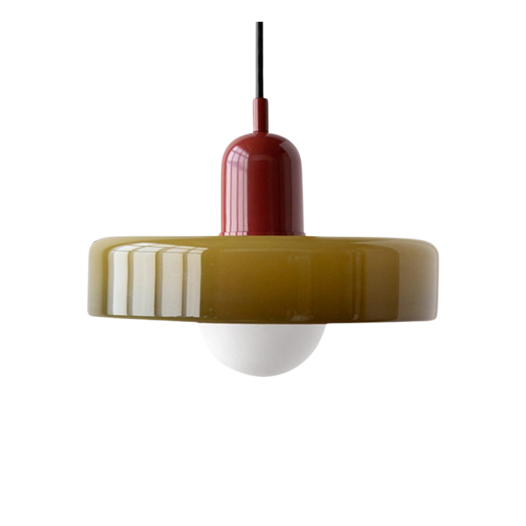 Bauhaus hanglamp van gekleurd Glas